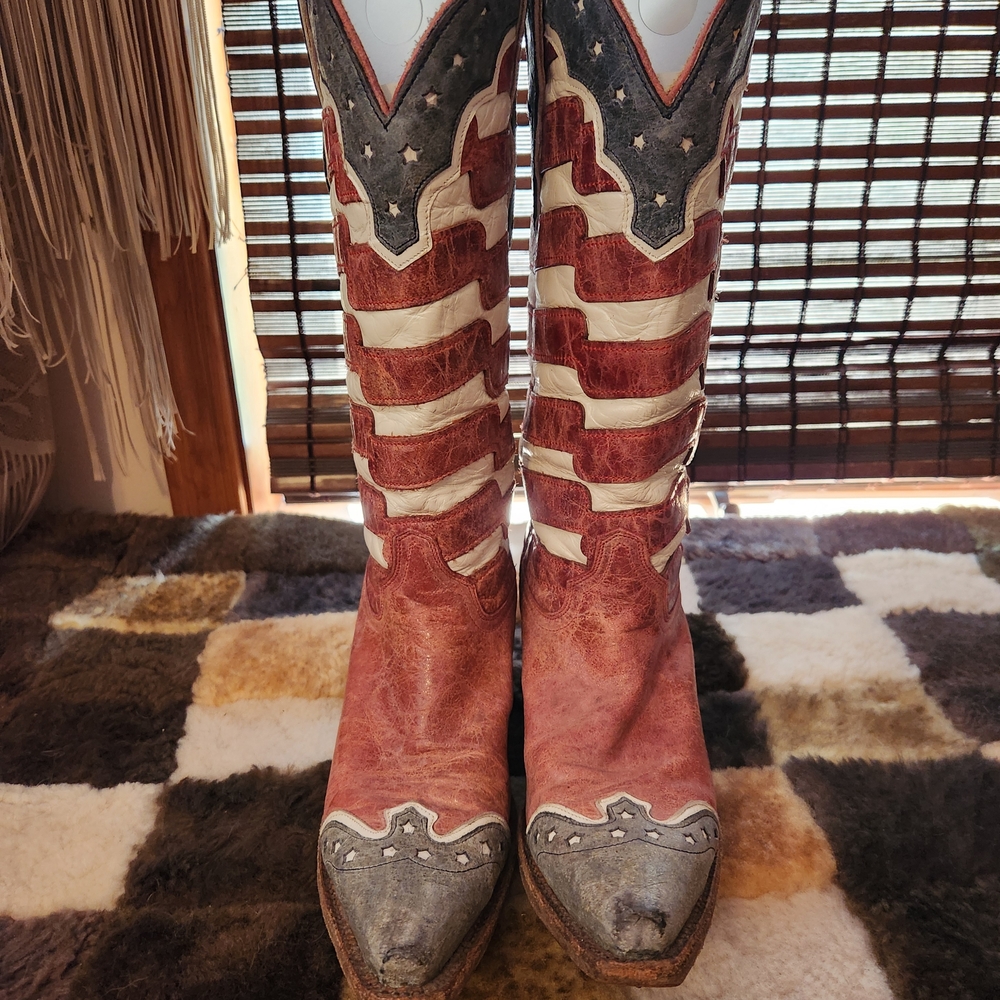Corral Red, White, and Blue Heeled Boots